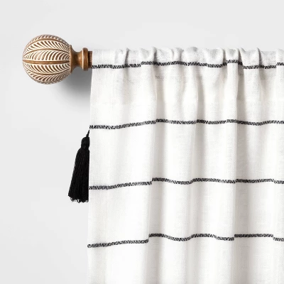 Carved Light Woodtone Ball Curtain Rod Natural - Opalhouse™ 4 Carved Light Woodtone Ball Curtain Rod Natural - Opalhouse™ - Image 2