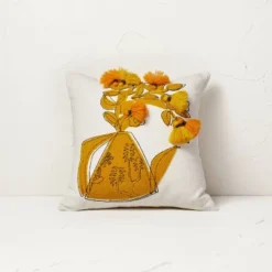 Floral Watering Pitcher Square Throw Pillow With Tassels - Opalhouse™ Designed With Jungalow™ -Opalhouse GUEST 295bbf4a 7932 4570 9c93 22f266108cb5