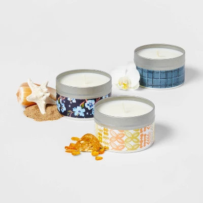 12.15oz Tin Gift Set Silver With Embossed Lid Blue Candle - Opalhouse™ 4 12.15oz Tin Gift Set Silver With Embossed Lid Blue Candle - Opalhouse™ - Image 2