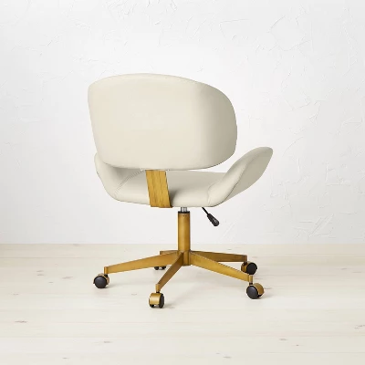 Mahonia Faux Leather Office Chair Cream/Aged Brass - Opalhouse™ Designed With Jungalow™ 4 Mahonia Faux Leather Office Chair Cream/Aged Brass - Opalhouse™ Designed With Jungalow™ - Image 3